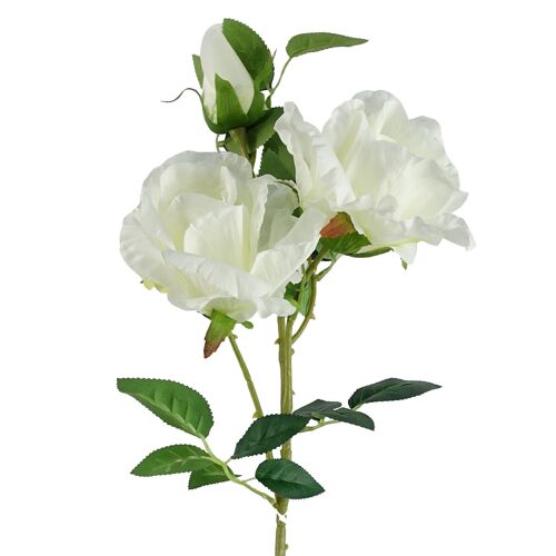 Artificial Flowers White Rose Stem - 3 flowers 80cm