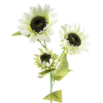 Künstliche Blumen Weiße Sonnenblume – 3 Köpfe 88 cm