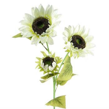 Fleurs Artificielles Tournesol Blanc - 3 têtes 88cm 1