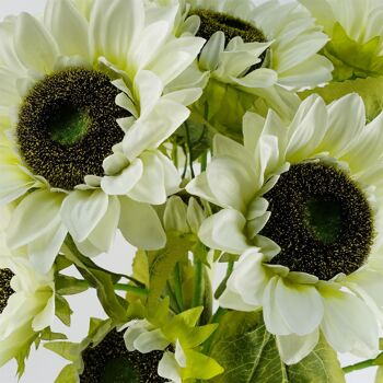 Fleurs Artificielles Tournesol Blanc - 3 têtes 88cm 2