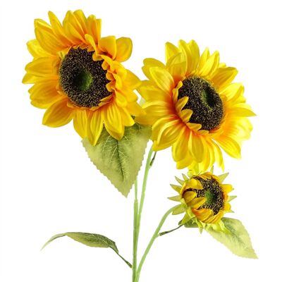 Künstliche Blumen Gelbe Sonnenblume – 3 Köpfe 88 cm