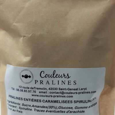 Pralinen 30 % karamellisierte Mandeln mit Spirulina