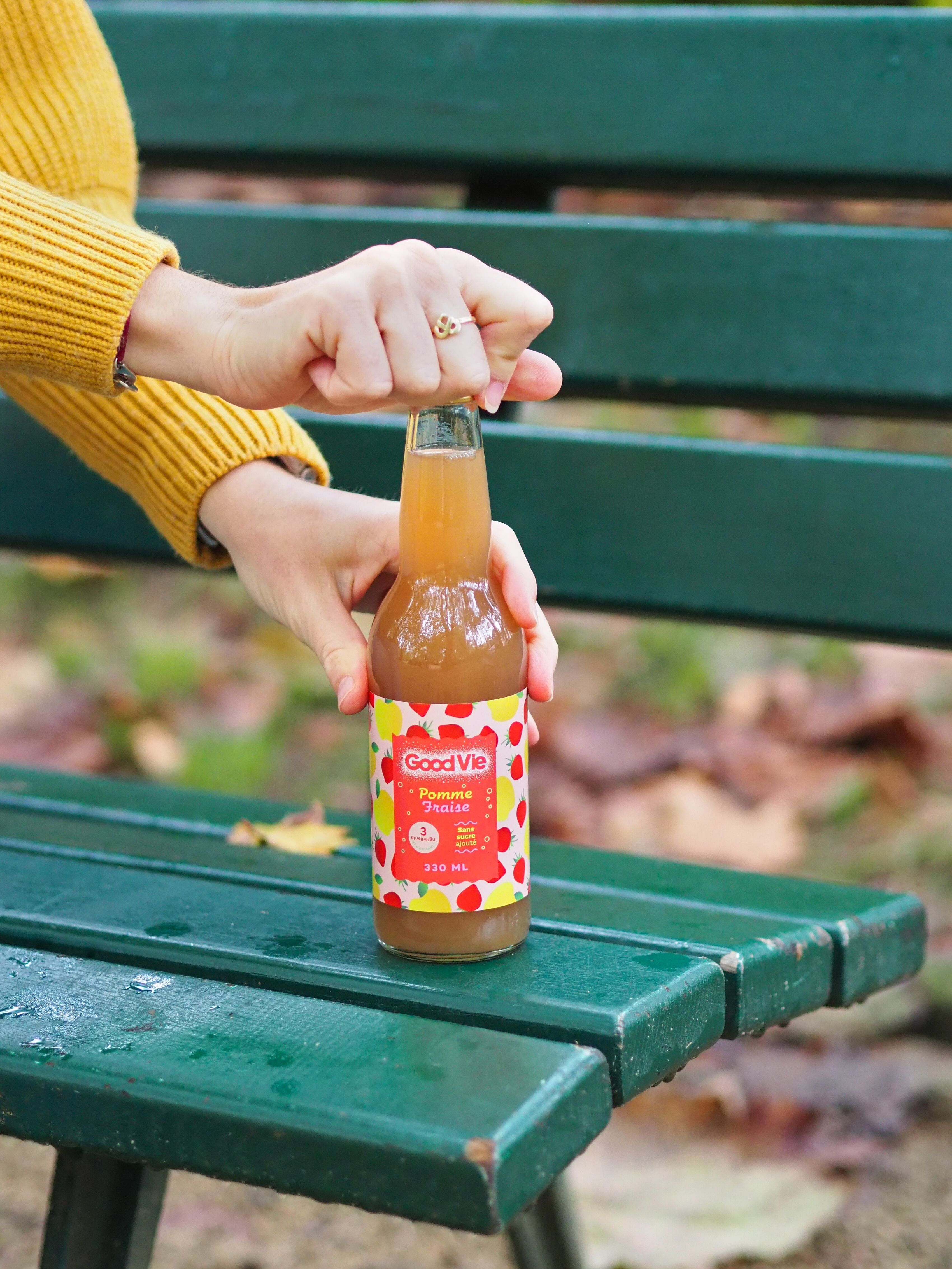 Frucht-Kombucha – Good Vie Apfel-/Erdbeerglas (330 ml)