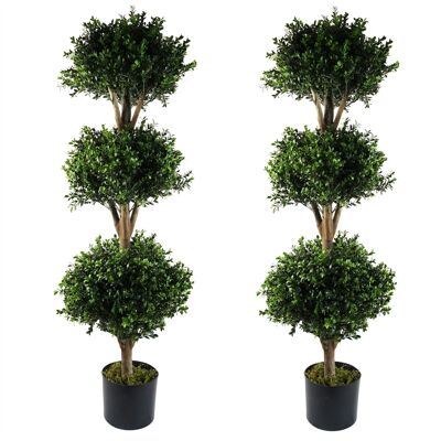 Leaf 120cm Buxus Triple Artificial Tree UV Resistant Outdoor