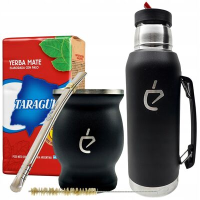 Juego Clásico Un Mate y Taragui | mate + bombilla + termo + cepillo | kit de té de yerba mate