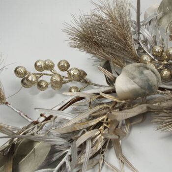 Guirlande florale de luxe en argent de Noël 150 cm 2