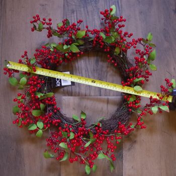 Couronne de luxe aspect Noël fleuriste à baies rouges 60 cm 24" 6