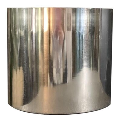Moderner Übertopf aus Metall, poliertes Silber, Höhe 18 cm
