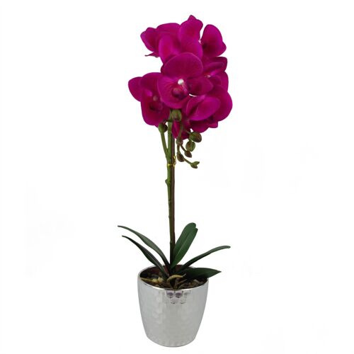 Orchid Artificial Dark Pink Silver 50cm Phalaenopsis