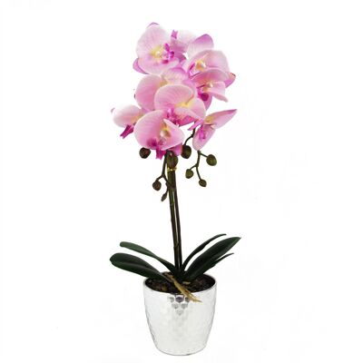 Orchid Artificial Pink Silver 50cm Phalaenopsis