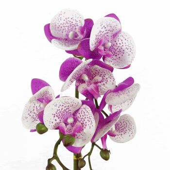 Orchidée Artificielle Violet Blanc 50cm Pot Doré Phalaenopsis 2
