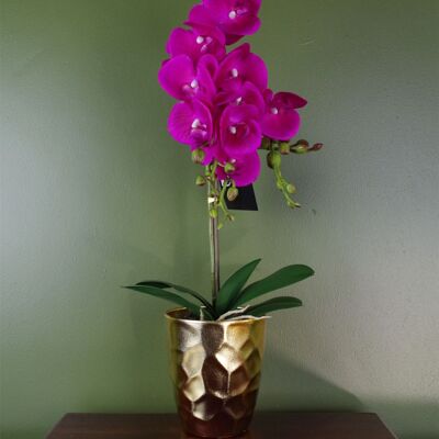 Pianta di orchidea artificiale rosa in vaso dorato da 54 cm