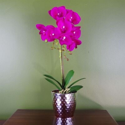 Rosa Orchidee, künstlich, dunkelsilber, 50 cm
