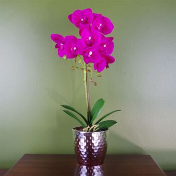 Orchidée Rose Artificielle Argent Foncé 50cm 1