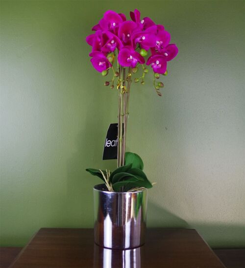 Pink Silver Artificial Orchid 52cm Real Touch
