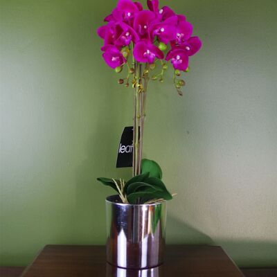 Pink Silver Artificial Orchid 52cm Real Touch