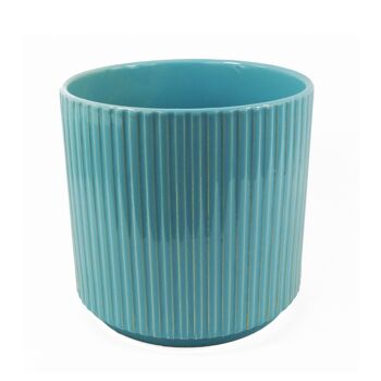 Pot de fleurs en céramique bleu 13.5x13.5x13cm 1