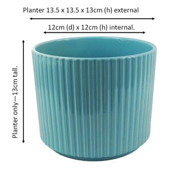 Pot de fleurs en céramique bleu 13.5x13.5x13cm 5