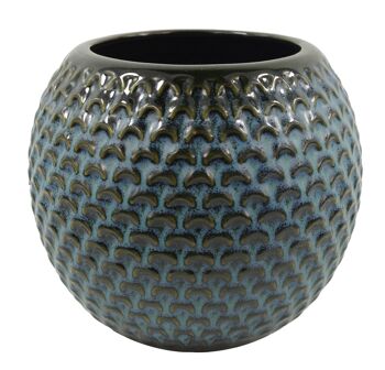 Pot de fleurs en céramique design bleu 14 x 14 x 12.5 Cm 1
