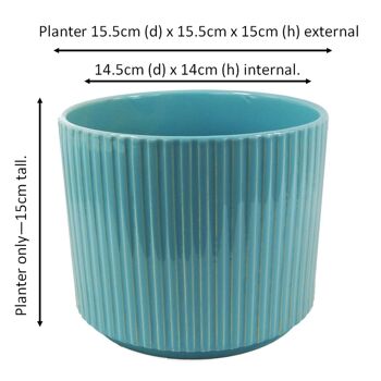Pot de fleurs en céramique bleu 16 x 16 x 15 cm 5