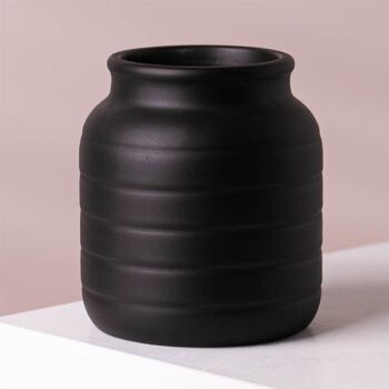Pot de fleurs en céramique, Vase de fleurs noir 13x13x14cm 2