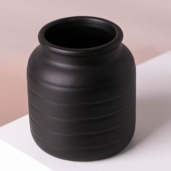 Pot de fleurs en céramique, Vase de fleurs noir 13x13x14cm 3