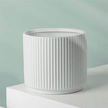 Pot de fleurs en céramique côtelé blanc 16 x 16 x 15 cm par Leaf Design 2