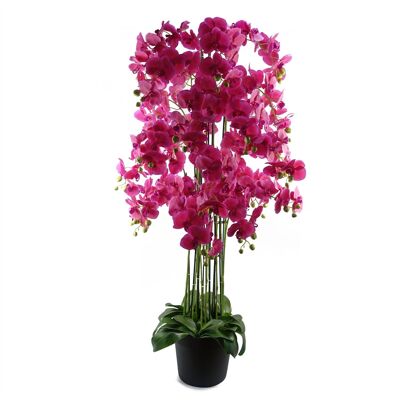 Riesige rosa Orchideenpflanze – künstlich – 189 Blumen, echte Haptik
