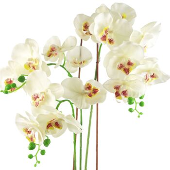Grande orchidée artificielle blanche 70 cm en pot prête à être exposée 2