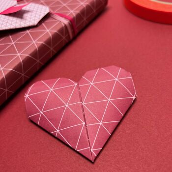 Papier origami rouge pour l'artisanat créatif, papier pliant recto-verso rouge avec motif géométrique, papier kraft rose cadeau Saint Valentin 7