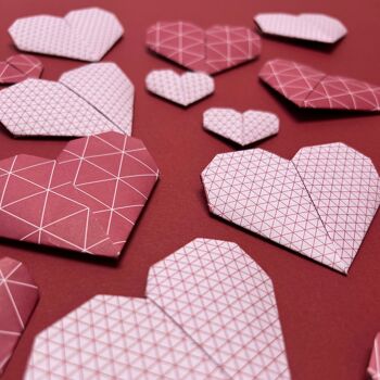Papier origami rouge pour l'artisanat créatif, papier pliant recto-verso rouge avec motif géométrique, papier kraft rose cadeau Saint Valentin 8