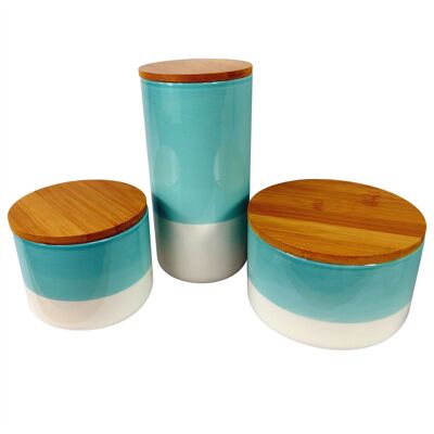 Storage Jars Kitchen Canisters Ceramic Lids 20cm Set 3