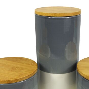 Bocaux de Rangement Boîtes de Cuisine Couvercles en Céramique Gris Moyen 20 cm Set 3 4