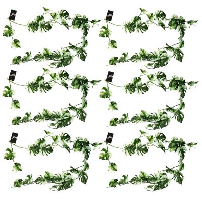 Artificial Hanging Plant Variegated Monstera Plant Pack x 6