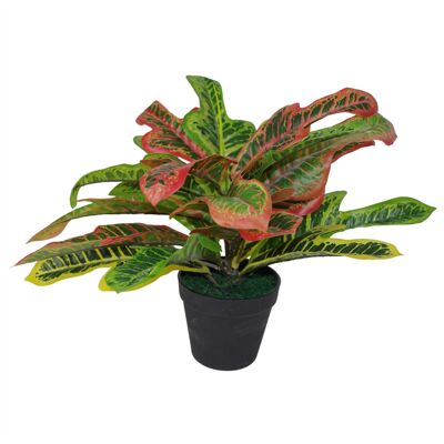 Künstliche Zimmerpflanze Codiaeum, mehrfarbige Büropflanze, 40 cm, helles Croton