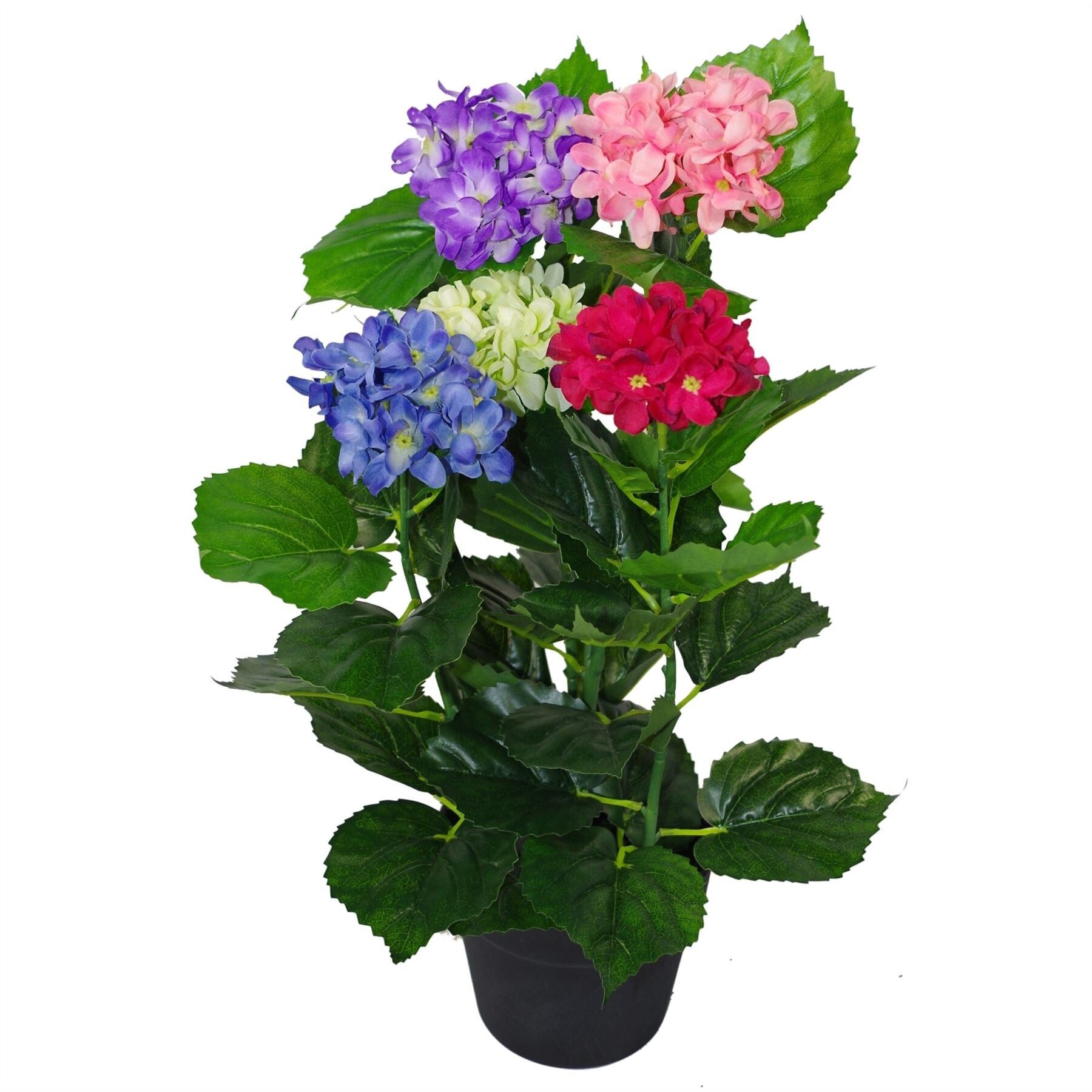 Planta de Hortensia Artificial en Maceta de Plástico Negra 60cm