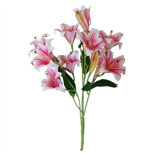 Artificial Lily Plant Pink 60cm Bare Stem Flowers