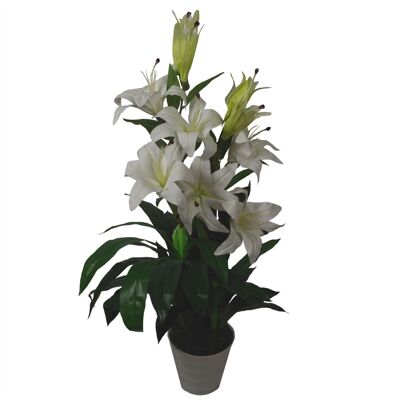 Künstliche Lilienpflanze im Stargazer-Stil, 90 cm, Weiß