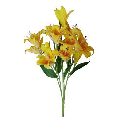 Künstliche Lilienpflanze, gelb, 60 cm, Blüten mit nacktem Stiel