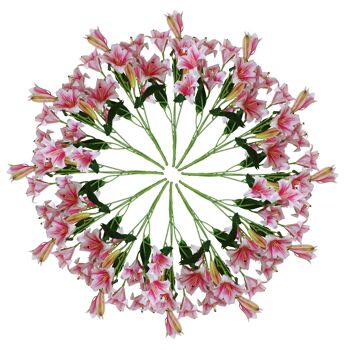 Plantes de lys artificielles rose 60 cm 12 x fleurs à tige nue 1
