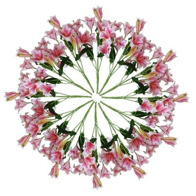 Artificial Lily Plants Pink 60cm 12 x Bare Stem Flowers