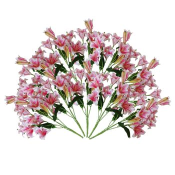 Plantes de lys artificielles rose 60 cm 12 x fleurs à tige nue 2