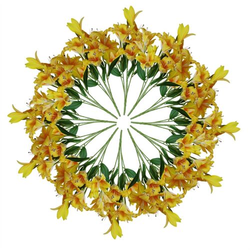 Artificial Lily Plants Yellow 60cm 12 x Bare Stem Flowers