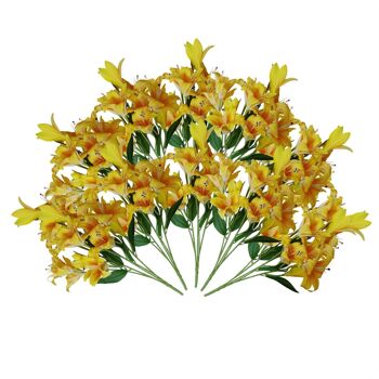 Plantes de lys artificielles jaunes 60 cm 12 x fleurs à tige nue 4