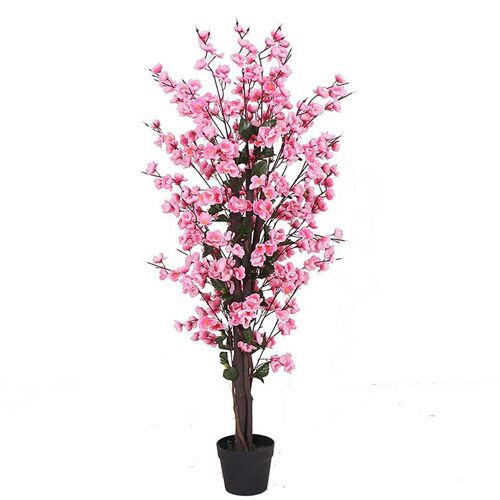 Artificial Pink Blossom Tree Realistic Faux House Plants 120cm 4ft