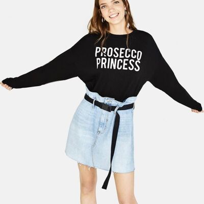 Hooded sweatshirt Choker "Prosecco Princess"__M / Nero