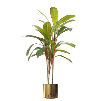 Plante artificielle Dracaena arbre doré jardinière 100 cm Premium