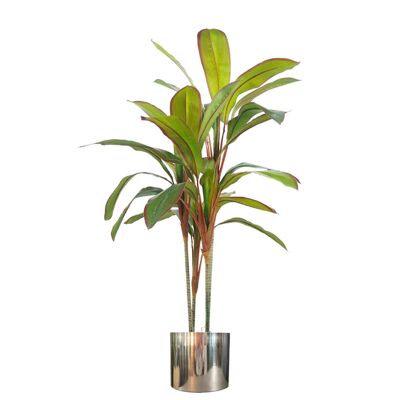 Künstliche Pflanze Dracaena-Baum Silber Pflanzgefäß 100 cm Premium