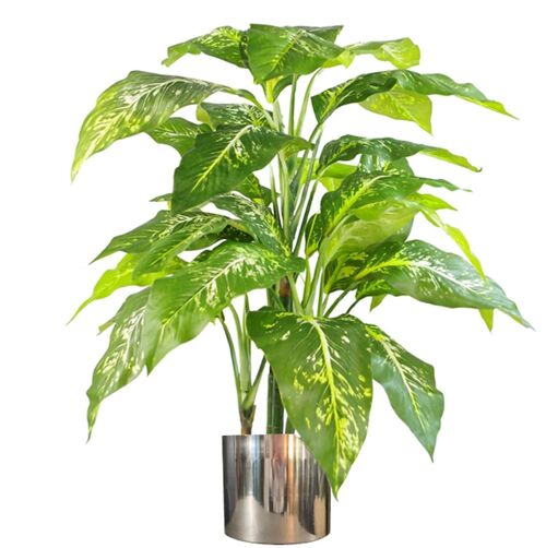 Artificial Plant Tree Silver Planter 100cm Aglaonema Leaf