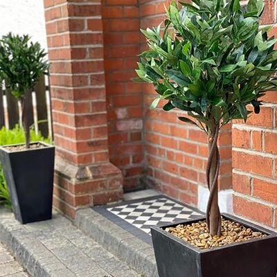 Artificial Topiary Bay Pair Twisted Laurel Trees 120cm Trunk